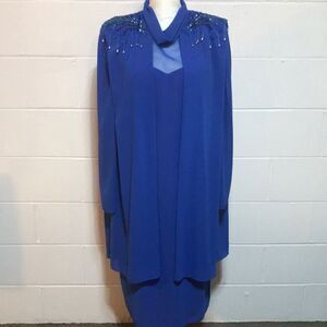 Ursula Blue Beaded Dress and Jacket Set  18